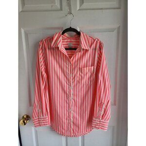 A New Day Shirt Womens Button Up Pink Stripe Preppy Work Office Size Medium